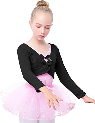 Daydance Suéter de bailarina com mangas compridas para meninas, Black-fleeced, Large