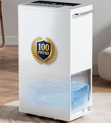 Landeagle 5500 Sq. Ft Dehumidifier for Basement, 100 Pint/Day Large Compressor Dehumidifiers with Drain Hose, Smart Humidity Control, 1.6 Gal Tank, 24H Timer & Child Lock for Home Bedroom Bathroom