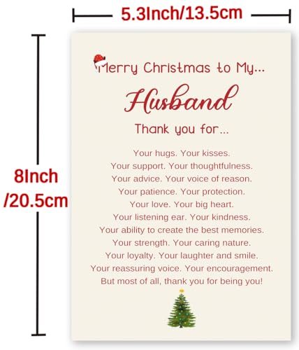 BENNLOOS Romantic Husband Christmas Thank You Card from Wife, Merry Christmas Card for Husband, Happy Holiday Card for Men
