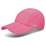 UPF 50+ Foldable Baseball Cap Sun Protection Quick Dry Portable Folding Hats for Men or Women, Pink