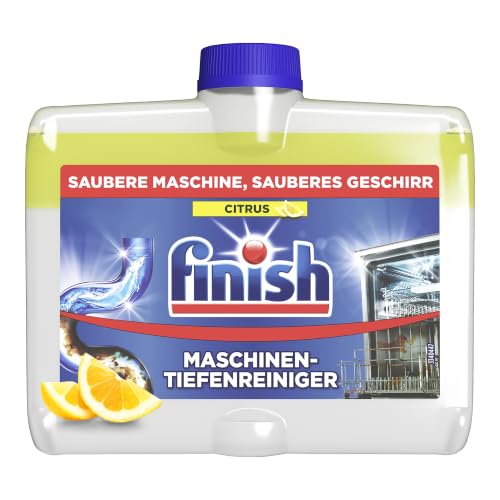 Finish Maschinentiefenreiniger Citrus – Flüssiger Maschinenreiniger gegen Kalk und Fett für eine saubere Spülmaschine – Sparpack mit 1 x 250 ml Maschinenpfleger mit Zitronenduft