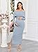 CYCLAMEN Off-Shoulder Maternity Sweater Dress Rib Knit Long Sleeve Dresses with Side Slit Pregnancy Clothes Baby Shower, Light Blue, M