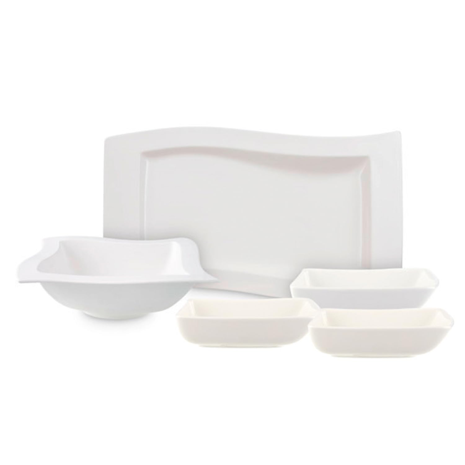 New Wave 5-Piece Serving Set, White