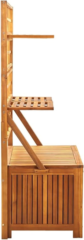Storage Box Acacia wood color Solid Acacia wood 39 x 21.7 x 63 in,Height Adjustable Storage Box with Oiled Acacia Wood Finish for Garden & Terrace MultiPurpose Outdoor Solution Storage Boxes