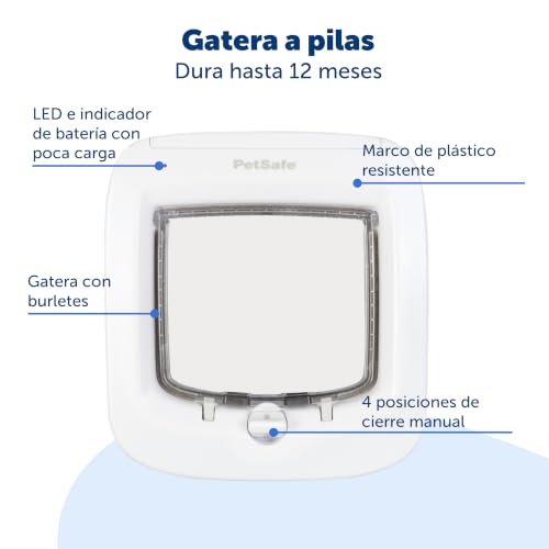 Miniatura 5 de Petsafe - Gatera Con Microchip, Puerta Para Gatos, Entrada Selectiva, Acceso Automático, 4 Posiciones De Cierre, Puerta Para Mascotas Con Microchip Por Rfid, Hasta 40 Mascotas Programadas