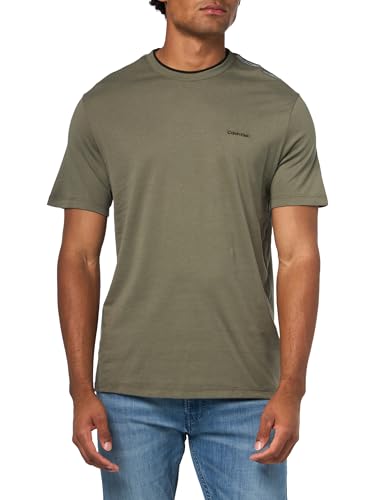 Calvin Klein Men's CK Shoulder Tape Logo T-Shirt Dusty Olive