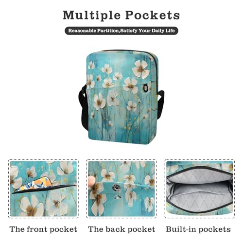 messenger bags for women Small Crossbody Bags For Women Shoulder Handbag Adjustable Strap for outdoor sports outdoor sports- Flower Blue2
