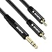 ALEKOR RCA to Quarter Inch Insert Cable - Dual RCA Male to 1/4 Inch TRS Stereo Male Y Splitter Cable - 3 Foot