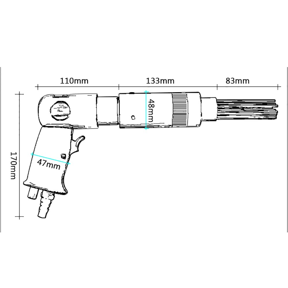 Toplionace Pneumatyczny Skaler Igłowy, 19 Szt. 3mm X 180mm Igły Stalowe Rdza Zadziorów Spoiny Narzędzie do Usuwania Rdzy Maszyna do Odrdzewiania 4300 Obr./min