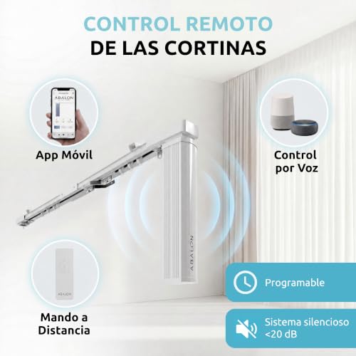 Miniatura 2 de Abalon Riel Motorizado Para Cortinas, Motor Wifi Compatible Con Alexa Google Home Y App Móvil Tuya Smart, Mando A Distancia, Ancho De Hasta 3 Metros, Color Blanco