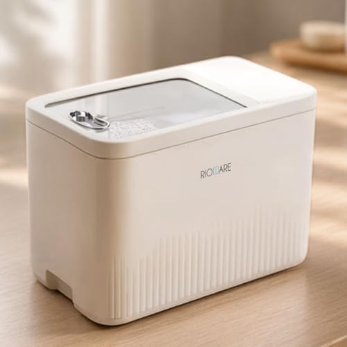 Image of Rioware Rice Storage Container 10Kg Kitchen Dispenser Set Containers | Airtight Moisture Proof Plastic Grain Dispensers | Rotating Daal Store Box For Pulses Dal, Cereals & Pet Food Ricelux