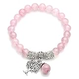 Jovivi 8MM Natural Rose Quartz Gemstone Beads Healing Crystal Stone Point Tree of Life Lucky Charm...