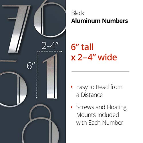 Nach Brushed Finish Stainless Steel Mid Century Floating House Number For Outside, Hidden Anchor Mount Metal Address Numbers, Maximum Rust Protection, Silver, 6 Inch, 3, Jw-Deconumber-3 #TOP4