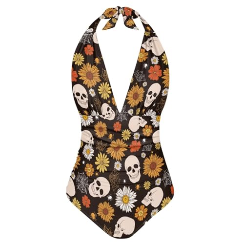 ELEDIZI Gothic Skull Swimsuits for Women Plus Size One...