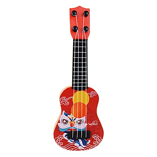 Windsfinr Ukulélé Enfants - Guitare Jouet pour Enfants - Jouets Éducatifs Musicaux Guitare Dessin Animé pour Débutant - Instruments De Simulation Cadeaux Instruments De Musique Jouets (Rouge) Cover