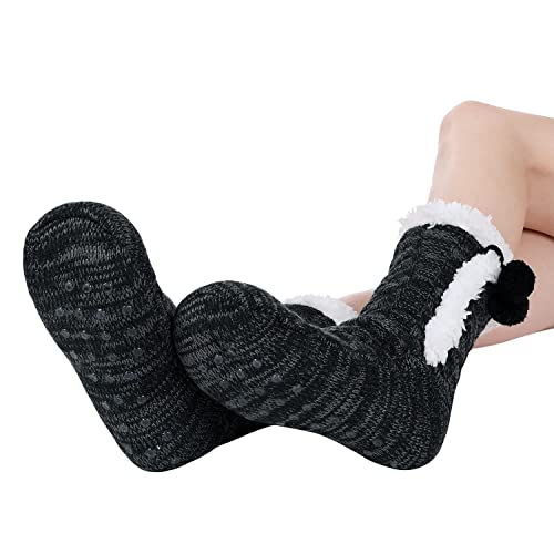 Image of Chassic Sherpa Lined Slipper Socks for Women, Non-Slip Cozy Winter House Socks, Soft Fuzzy Socks, Gifts for Women & Ladies Stocking Stuffers