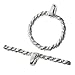 3 Sets 925 Sterling Silver 16mm Twist Rope Toggle Clasp Bar & Ring Connector
