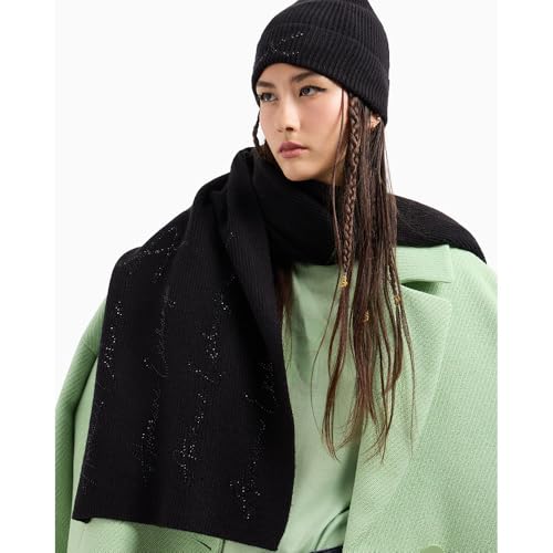 Armani Exchange Women's Knit Viscose Mix Winter Scarf Nero, One Size2