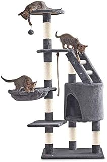 FiNeWaY 120cm Large Cat Tree Scratcher Scratching Kitten Climb Post Sisal Toy Activity With Ladder