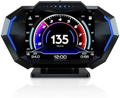 Cars Heads Up Display, OBD2+GPS+Slope Meter Mode, Multi-language Display, Changeable MPH and KM/H Units of Speedometer for All Cars