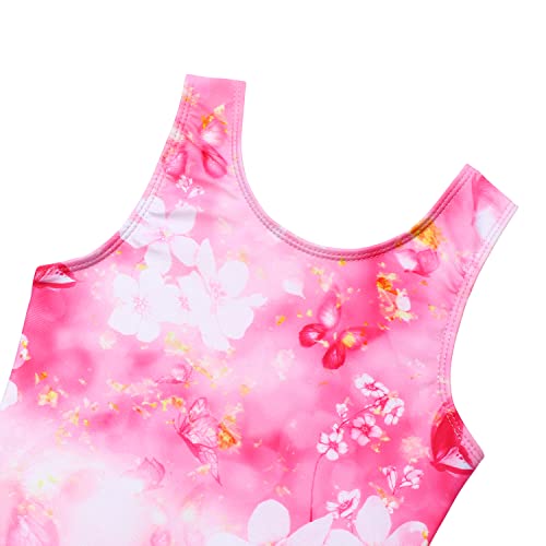 Modafans Leotards For Girls Gymnastics With Matching Shorts Ballet Dance Set Athletic Leotards With Hair Scrunchie Butterfly Pink,6-7Years #TOP3