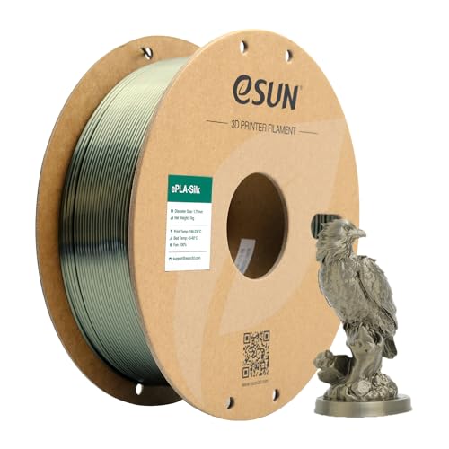 eSUN Filamento PLA in Seta Metallo 1.75mm, Filamento Metallo per Stampante 3D PLA, Precisione Dimensionale +/- 0.05mm, Bobina da 1 kg (2.2 libbre) Filamento per Stampa 3D per Stampanti 3D, Seta Bronzo