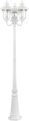Miniatura 5 de Livex Lighting 7866-13 7866-03 Soporte de poste tradicional para exteriores de tres luces de la colección Oxford en acabado blanco
