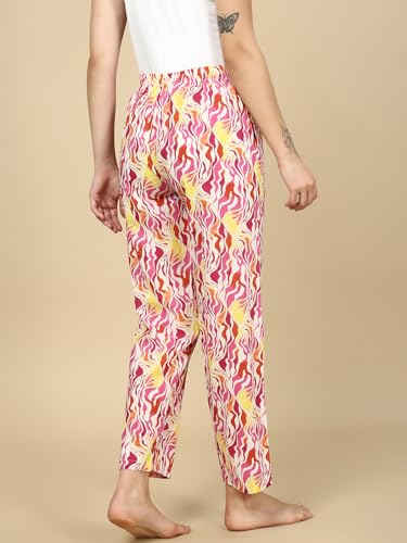 Image of PYNK by Lux Cozi Women's Cotton Printed Palazzo Pyjama Relaxed Lounge Pants | Super Soft Comfortable | Loungwear Pyjama Pant-Pack of 1