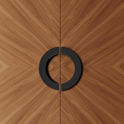 FITTINGO 96mm Black Cabinet Handle 1327 Half Round Shape – Sturdy Zinc Alloy Pull for Modular Kitchen Cabinets, Cupboards, Drawers and Wardrobe Furniture, Sleek Heavy Duty Design – Pack of 6