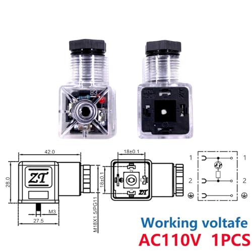 Fiche de bobine AC 110V connecteurs A-LED type D pour électrovanne hydraulique transparente