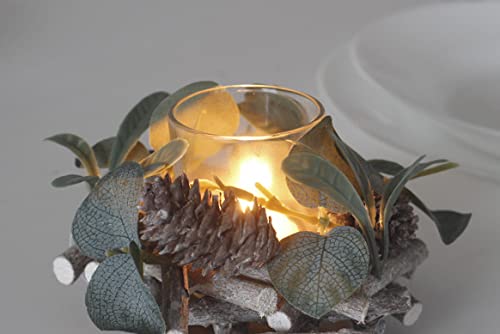 Marco Paul Photophore de Noël en sauge alpine pour 1 bougie chauffe-plat, décoration de Noël, décoration festive d'intérieur, décoration de table (peut contenir 1) Cover