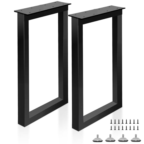 Rioychan 36 Inch Metal Bar Table Legs Heavy Duty Desk Dinning Table Legs with Adjustment Feet Pads DIY Furniture Feets Set of 2 Black