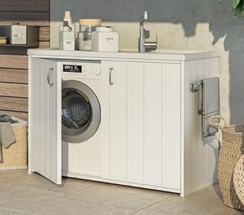 Foto di COXE 5008PAM Mobile Coprilavatrice e Lavatoio Reversibile, Resina da Esterno, Bianco