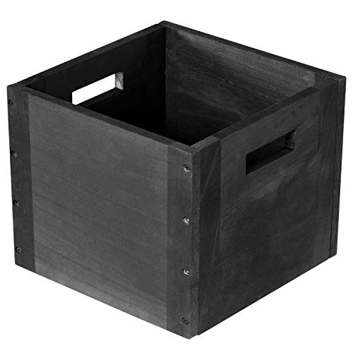 Wood Storage Cube Basket Bins Organizer, Rustic Decorative Wood Storage Box Container for Home,Office,Closet,Shelf, 11 x 11 x 11