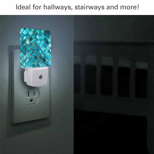 Image of LED Night Light,Square Bright Glass Mosaic LED Night Light Plug into Wall with Dusk to Dawn Light Sensor White Energy Efficient Nightlight for Bedroom Bathroom Hallway Living Room Kitchen