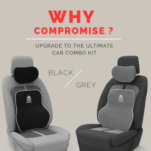 Image of MRRON Series Memory Foam Neck Rest & Lumbar Support for Car or Office Chair, Neck Pillow Kit Designed Ergonomically for Extra Support (Grey, Long Bac)