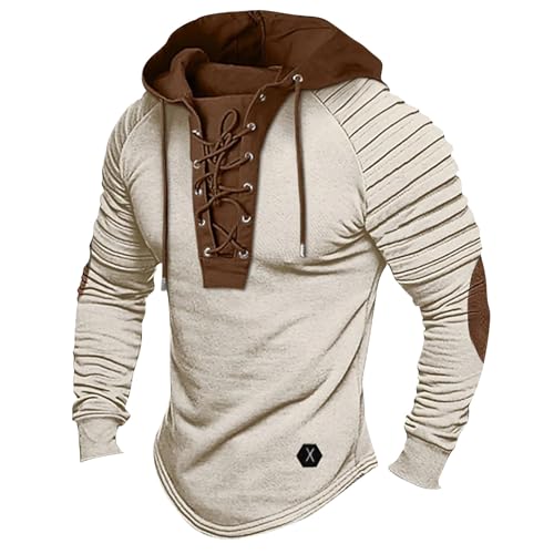 Lxitoler Sports Sweatshirt Patchwork Western Sweatshirt Military Hoodie Patchwork Shirt Men Patriotic Hoodies For Men Bearskin Hoodies Tactical Sweater For Men Distressed Shirt Men Distressed Henley