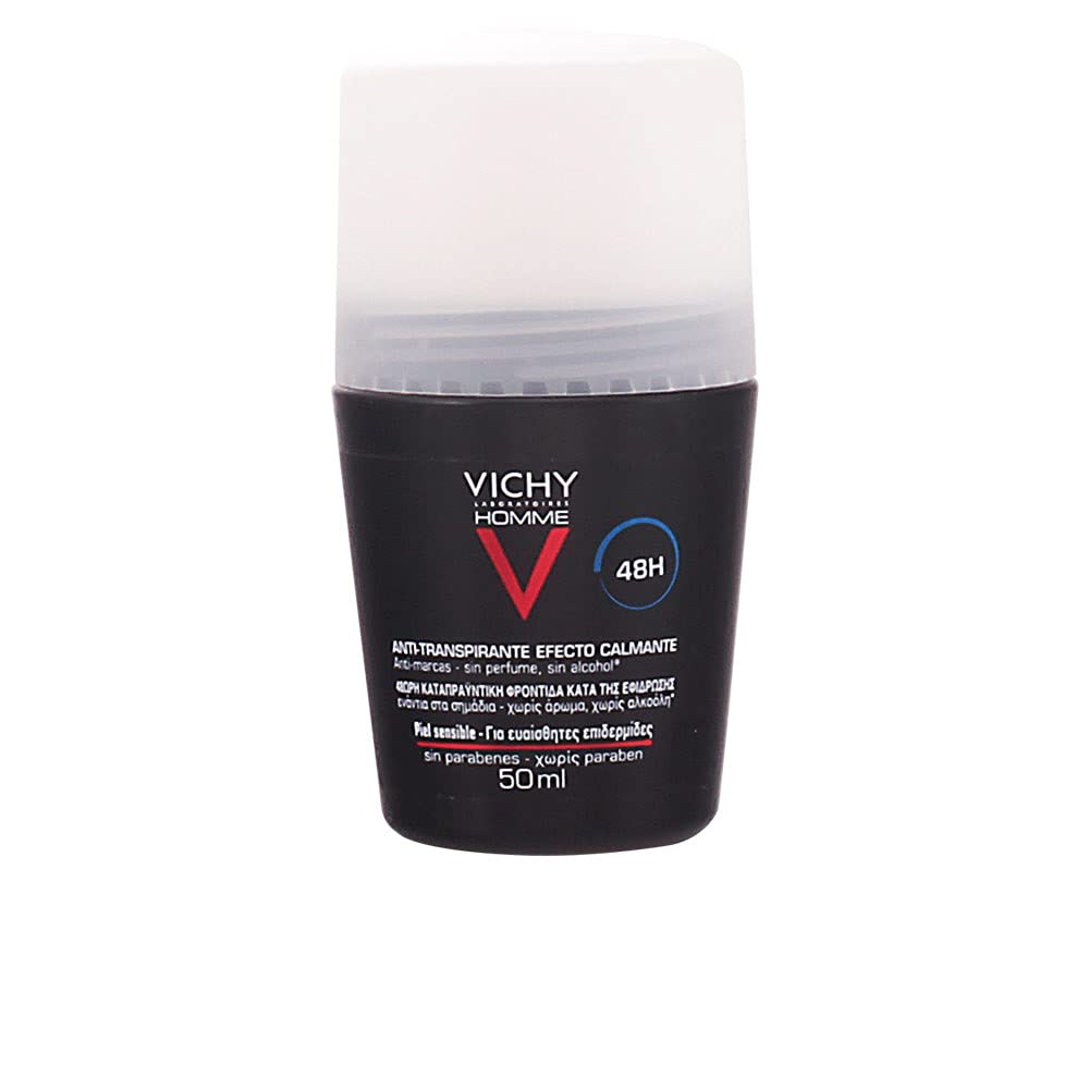 Vichy Desodorante en Formato Roll-On Para Hombre, Antimarcas, Antitranspirante, Apto Para Pieles Sensibles, Protección con Hasta 48 Horas de Eficacia, 50 ml (Paquete de 4) en oferta en Amazon