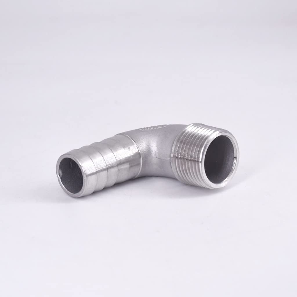 Conector de Manguera 1 Pieza de Conector de Tubo de Codo, Conector de Manguera Macho BSP de 90 Grados, Conectores de Tubo de Acero Inoxidable 304(1l2 BSP To 8mm)
