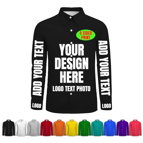 Amazon.com: Custom Dress Shirts for Men Personalized Logo Photo Custom  Button Up Shirt Men Long Sleeve Personalized Your Own Image Text Solid  Formal Shirt XX-Small Black : Clothing, Shoes & Jewelry