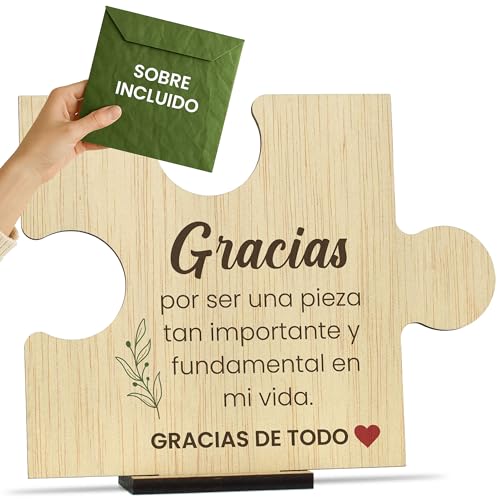 CONTRAXT Tarjeta de Agradecimiento en Madera. Regalos para dar las Gracias Amigas Especiales Regalo original cumpleaños regalos despedida amiga amigo hombre mujer thank you cards (Gracias)