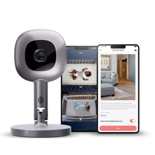 Nanit Pro Smart Baby Monitor & Flex Stand – 1080p Secure Wi-Fi Video Camera, Sensor-Free Sleep & Breathing Motion Tracker, 2-Way Audio, Sound & Motion Alerts, Night Vision, and Breathing Band – Silver