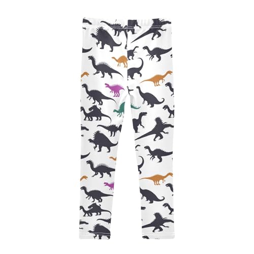 Dinosaur Silhouettes Girls' Leggings Toddler Doodles Kids Yoga Pants Dance Active Tights 4T2