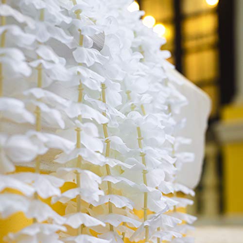 Gpark 10 Pack 6.5 Feet / 78 Inch Wisteria Artificial Fake Hanging Flowers Silk Vine Ratta Plants Leaf Garland For Home Wedding Party Garden Outdoor Greenery Wall Decoration White #TOP3