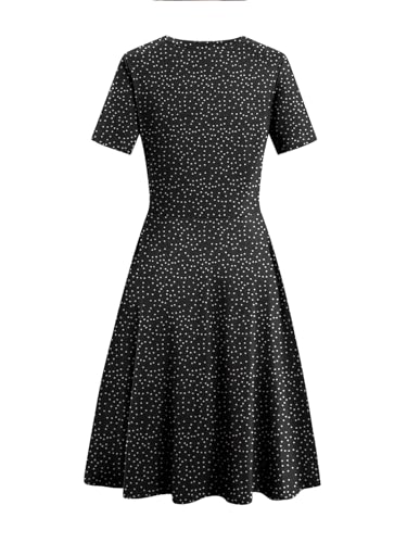 Image of Women's 2026 Fit and Flare Dress Summer Casual Elegant Vintage Floral Printed Work Party A-line Dress with Pockets 162
