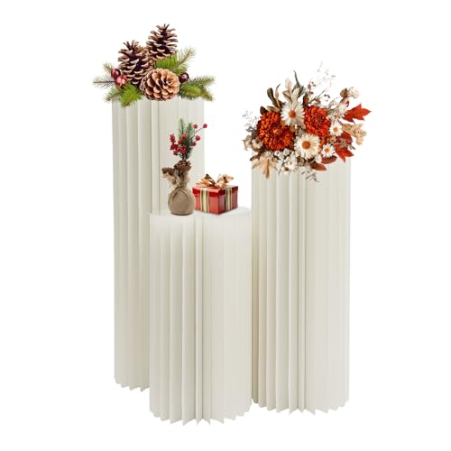 TanjcXliu Lot de 3 piliers de décoration de mariage pliables en carton - Grande capacité de charge - Pour cupcake, donut - Pour fêtes, anniversaires,...