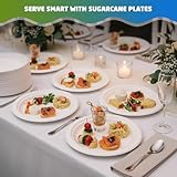 1ABOVE 50 Pack Extra Strong White Disposable Bagasse Plates, 100% Compostable and Biodegradable, Made from Sugarcane Fibre, Perfect for BBQ, Wedding, Office, Picnics and Parties (7 INCH) - Image 7