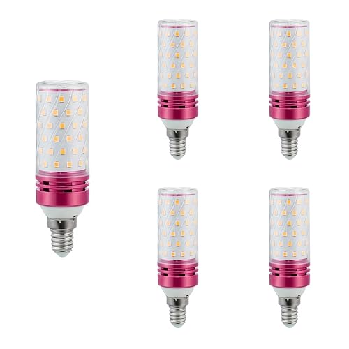 Bombillas LED E14 Tipo Mazorca,12W Luz Cálida 3000K,Equivalente a Bombillas Halógenas E14 100W,AC 110-240V,Ángulo de Haz 360°,Lámpara LED Mazorca con Rosca Edison Pequeña,No regulable,Paquete de 5
