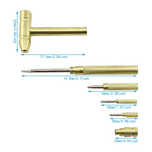 Whyhkj 6 In 1 Mini Multifunction Copper Hammer And Screwdriver Hand Tools Ideal Tool For Watchmaker, Jewelers, Golden Color #TOP1
