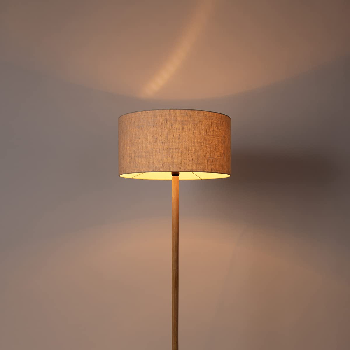 Qazqa rústico Lámpara de pie rural madera con pantalla marrón claro - Mels/Redonda/Alargada Adecuado para LED Max. 1 x 40 Watt